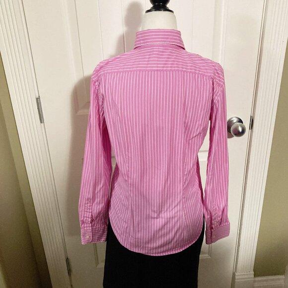 RALPH LAUREN Pink white vertical striped button-down shirt ~ SMALL MEDIUM blouse - Picture 12 of 12